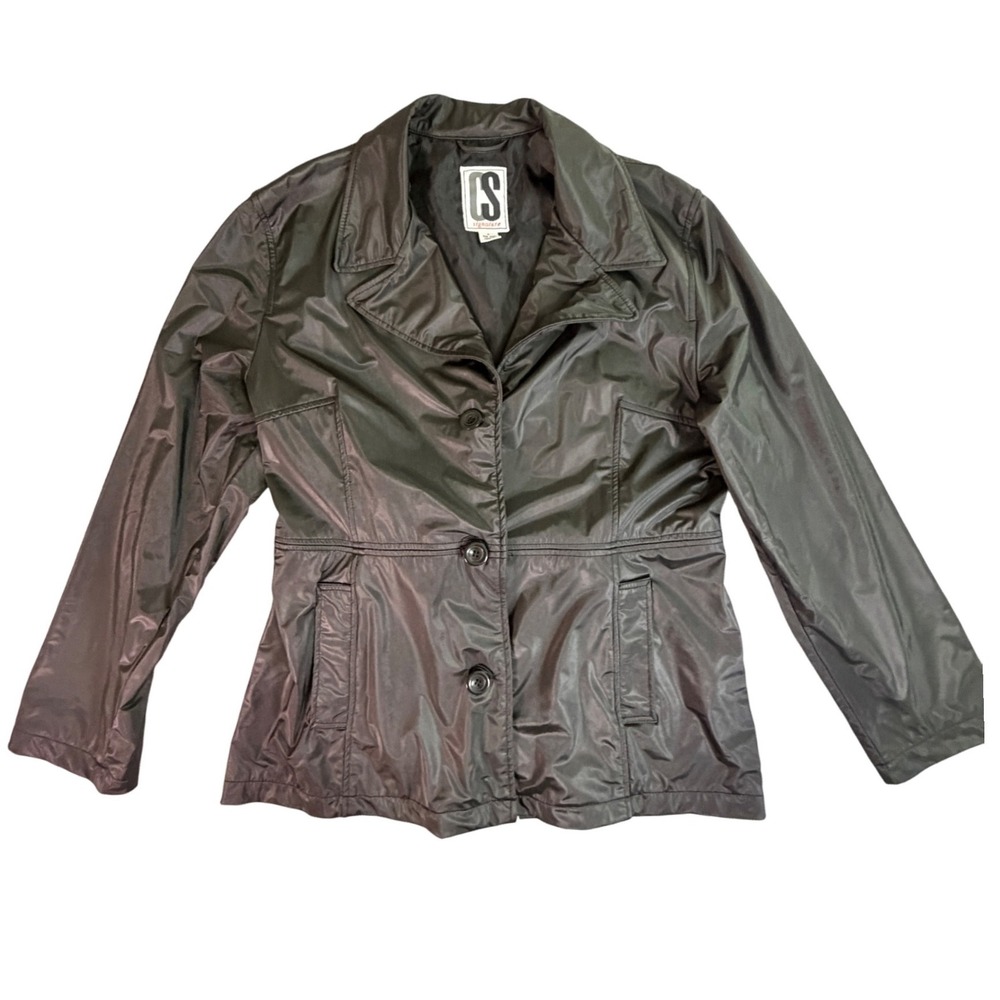 Black Lightweight Blazer Jacket Womens Size M Button Front Pockets